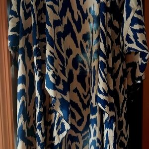 Lularoe Blue and Light Beige Animal Print Duster